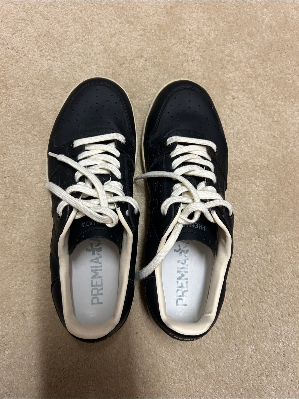 Premiata Black and White Low-Top Men’s Sneakers